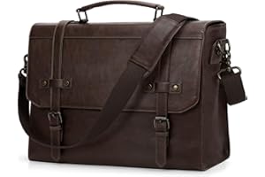 RAINSMORE Teczka męska, wodoszczelna torba na ramię, torba na laptopa o przekątnej ekranu 17,3", torba listonoszka, vintage, torba robocza, dla mężczyzn, do pracy, szkoły