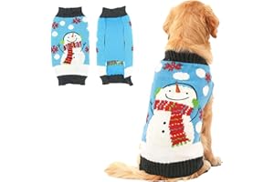 CELEBRATION DIRECTRE Christmas Dog Jumper, Dogs Turtleneck Cold Weather Pullover Pet Knitted Sweater Snowman Dogs Sleeveless Sweater Winter Warm Clothes for Small Medium Large Dogs