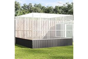 Emmtore Voliere mit Erweiterung, Vogelvoliere mit Stahlgittern Flügeltür, Haustierkäfig für Vögel Kleintier, Vogelkäfig Vogelhaus,Silbern Stahl,311 x 307 x 212 cm