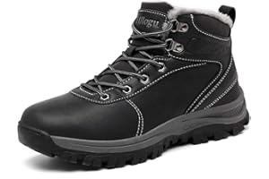 ULOGU Mens Winter Boots Waterproof Warm Snow Boots Non-Slip Outdoor Trekking Shoes