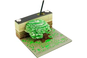 DEUSON Schreibtischkalender,3D Notizblock Papier Schreibtisch kalender,2024 Tischkalender-Notizblock,DIY-Notizen,3D-Haftnotizen Papier Schnitzen Geschenk Desktop Home Dekoration Geschenk (Grün)