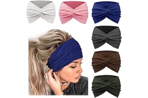 DRESHOW 6 Stück Breite Stirnbänder für Damen Extra Große Turban Stirnband Boho Head Wrap Elastische Haarbänder Haar Twisted Knot Haarschmuck