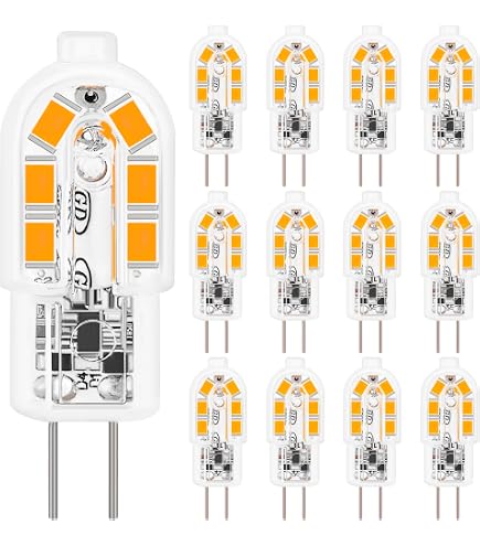 10x G4 LED 1.2W 12V Warmweiß – Stiftsockel Birnen, Dimmbar, 10er Set, 120 Lumen