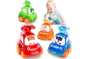 lerrbo 4 PCS Tier Auto Spielzeug mit Traktor für Kleinkinder Alter 1-2|Baby Spielzeug 12-18 Monate|1. Geburtstag Geschenke für 1 Jahr alt