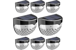 QASIMOF Solar Fence Lights, Decorative LED Garden Lights Waterproof Solar Powered for Patio, Yard, Garage, Stairway, Gate, Wall (8 Pack)