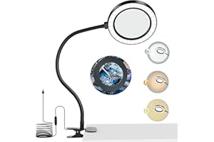 Lampe Loupe 8X avec 72 LED en 3 Couleurs et 10 Luminosités Réglables Loupe sur Pied, pour Lire Les Journaux, Lampe Loupe Esthetique avec Lampe et Support, Réparer L'électronique, Coudre, Beauté