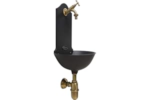 Fonderia Bongiovanni | Fontanella da giardino | Fontana a muro | Modello Malaga | con rubinetto e sifone ottone brunito | per casa giardino | fontanella da esterno| fontana da giardino esterno