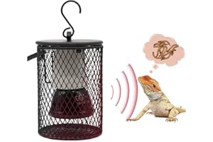 BREUAILY Reptile Heat Lamp with Protective Basket E27 Heat Lamp Ceramic Terrarium Reptiles Heating Lamp for Amphibians Reptiles Animals Lizard Turtle Snake Chameleon Birds Chickens (EU Plug) (75W)