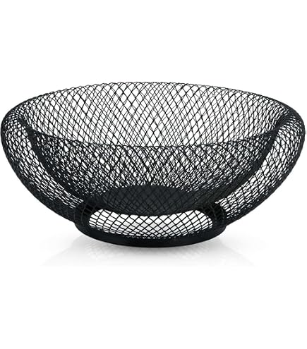 Yamazaki Tower - Grande Corbeille à Fruits Wide Noire En Acier - 25 X 25 X 5,5 Cm - Design Minimaliste