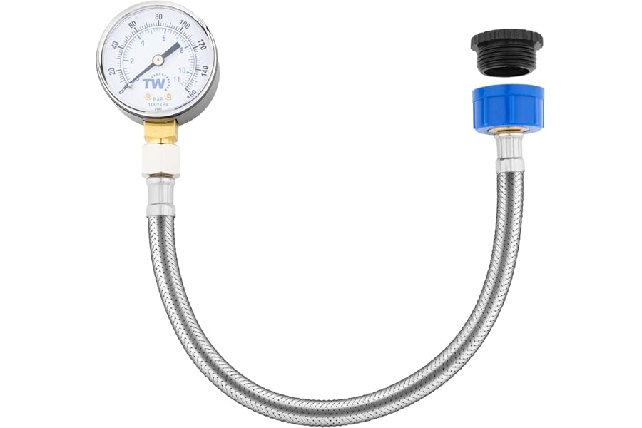 Mains Water Pressure Gauge - 0-11 Bar / 0-160 PSI – Mains Water Supply Pressure Test Gauge with Hose Tap Connector – Plumbing Tool for Home, Garden & Irrigation System Monitoring