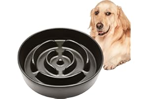 MOPANG Gamelle Anti-Gloutonie pour Chiens de Moyenne et Grande, Bols Surélevés en Céramique pour Slow-Feeder, Antidérapante Gamelle pour Chiens, Ø 21cm, 1000ml, Gris Foncé