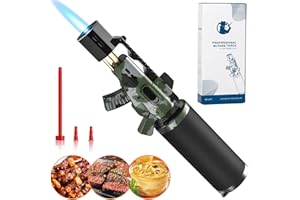 Chalumeau de Cuisine, GUYUWE Intéressante Torche de Cuisine avec Verrou de Continuez et Flamme Ajustable Brûleur pour la Crème Brûlée,Barbecue,Camping,DIY(Butane Non Inclus) (Multicolore)