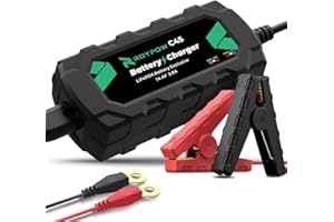 RoyPow LiFePO4 Battery Charger 14.4V 3A Automatic Trickle Battery Charger Maintainer for 12V LiFePO4 Lithium Battery with Alligator Clamp and Ring Terminal