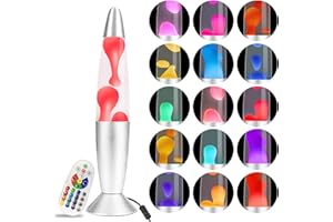AONESY Led Lave Lámpara 17 Color Cambiante Lave Lámpara con Reomote 34cm Lave Lámpara Agua Blanca Cera Lave Lámpara Regalo para Navidad Cumpleaños