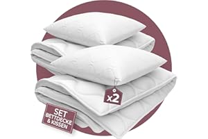 ‎EVAN BROWNS EVAN BROWNS® Bettenset 135x200 4teilig - Made in EU - Bettdecke 135x200 Set mit Kissen atmungsaktiv und pflegeleicht- 2X Kopfkissen und 2X Bettdecke - ÖKO-TEX