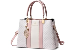 FOLOVEYA Bolsos de Mujer Moda Bolsos de Mano Elegante Bolso Tote Bolso Bandolera con Mango Adornos Colgantes para Compras Diario Viajes Trabajar Fiesta PU Cuero Rosa
