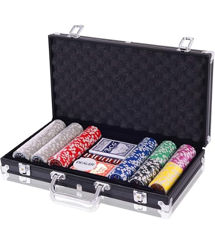 ProPoker 300 Jetons Professionnels – 11,5g, Boîtier Aluminium, 2 Jeux De Cartes, Bouton Dealer – Pour 6 Joueurs, 18+
