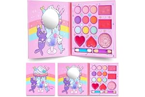 Aomig Zestaw do makijażu dla dzieci, 14 kolorów, zmywalny, bezpieczny i nietoksyczny zestaw do makijażu, odpowiedni na Boże Narodzenie, urodziny, karnawał, dla dzieci powyżej 4 roku życia (różowy)