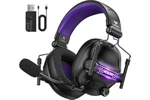 WESEARY 2.4G Wireless Gaming Headset for PS5, PS4, PC, Switch, Surround Sound Gaming Headphones with Mic, 50mm Drivers Wireless Gaming Headphones, RGB Lighting 50Hr Battery