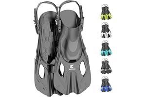 Khroom Aletas Cortas Adultos / niños Talla 32-47 | Aletas de Snorkel Ajustables Cortas | Aletas de natación Aletas Cortas para Snorkel | Aletas de Buceo Ajustables para Nadar / bucear
