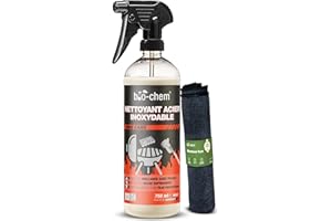 BIO-CHEM CLEANTEC Bio-chem - Produit d'entretien acier inoxydable 750ml + chiffon microfibre - Nettoyant plaque inox micro onde poele - Degraissant cuisine decap four - Nettoyants ménagers