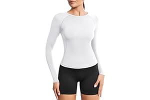 PINSPARK Sportshirt Damen Langarm Sport T-Shirt Leichtes Funktionsshirt Slim Fit Laufshirt Fitness Langarmshirt Rundhals Workout Yoga Tops Kurz Gym Oberteile