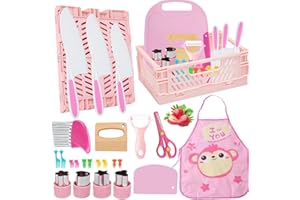 HIQIKU Kindermesser - 26 Teiliges Kinder Sicherheit Messer Set zum Kochen oder Schneiden von Obst Brot mit Schneidebrett, Kinderschere, Schäler und Brotausstecher etc - Perfektes Geburtstag für Kinder küchen