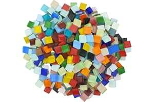 Yuvori Piastrelle quadrate per mosaico in cristallo, 0,5 kg, 1 cm, fai da te, per bagno, soggiorno, cucina, balcone (colori misti)