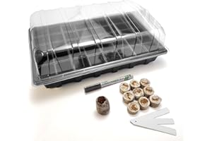 Elixir Gardens Reusable Propagator Kit Seedling Germination Starter with 40 Jiffy Coir Pellets, 1 Full Tray + Lid, 40 Cell Insert, 8 Labels & 1 Pen | Various Types, Sizes and Quantities Available