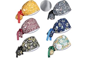 BESFORTA OP-Hauben für Damen, Satin-gefüttert, verstellbar, mit Knöpfen, Schweißband, Pferdeschwanz, Arbeitskappe mit Raffhalter, 4 Stück