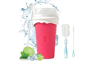 SCBOY Slushy maker, Kubek do robienia slushy, Silikonowy kubek do robienia slushy, Kubek do robienia slushy ze słomką, łyżką i szczotką do lodów slushie