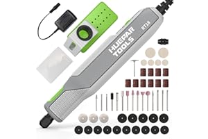 Huepar Tools Mini Herramienta Rotativa de 18V, Kit de Amoladora Eléctrica con soporte y 51 accesorios, 7.000-18.000 rpm, ideal para bricolaje y trabajos ligeros, compatible con Dremel