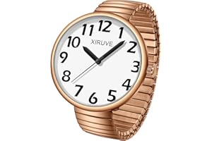 XIRUVE Donna Uomo Facile Lettura Numeri Grandi Quadrante Grande Cinturino Elastico Orologio da Polso Quarzo in Acciaio Inossidabile