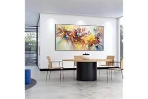 XIANGPEIFBH Grande Peinture Abstraite Art Coloré Bloom Fleur Affiche Toile Peinture Pour Salon Mur Art Photo Décor À La Maison 60x120cm(24''x47'') Cadre Noir