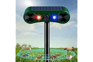 PEHTIY Katzenschreck Ultraschall Abwehr, Tiervertreiber 2 Modi Solar Katzenvertreiber mit Bewegungsmelder und Blinklicht, IP55 Wasserdicht Marderschreck Tierschreck für Katzen, Hunde, Wildtiere