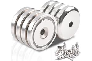 MAGXCENE 8 pezzi Potente Magnete 32x7mm, Forza 40 KG Magneti Neodimio Calamita Magneti con foro e Capsula in Acciaio Svasato con viti in Acciaio，Magneti Potenti Per Industria e Scienza ecc