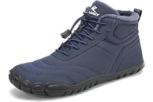 FLARUT Winter Barfußschuhe Herren Damen Warm Gefüttert Winterschuhe Breite Zehen Wasserabweisend Traillaufschuhe Winterstiefel