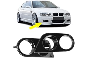 NAROOTE Cubierta de luz, lámpara de luz Cubierta de luz antiniebla delantera Cubierta de parachoques Coche, para mantenimiento del automóvil Cubierta de luz antiniebla Ajuste E46 M3 2001-2006(Bright black)