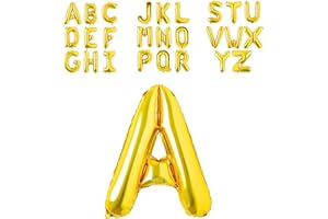 SUPER MUNDO SM Super Mundo - Globos letras A dorada 45cm, letras boda dorada, globos personalizados con nombre, Ideal para Cumpleaños, Fiestas,Bodas(Letra A,45cm)