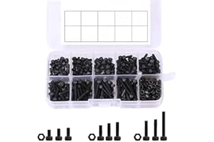 MCWDOIT Vis Assortiment, Doris Direct 500 pcs M3 M4 M5 Kit à Vis et Ecrou Alliage d'acier Bouton à tête hexagonale Socket Head Cap Boulons Vis