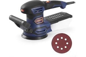 Lijadora excéntrica, MAXPRO - Lijadora orbital (450 W, 13000 RPM, con motor de 6 velocidades variables, lijadora orbital, lijadora de diámetro 125 mm, mango auxiliar autónomo