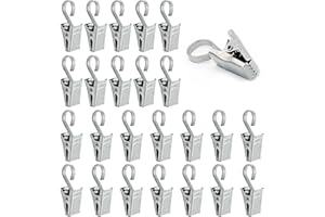 NINVVS 24 Pcs Set of Curtain Clips, Stainless Steel Curtain Hooks, Multi-function Curtain Entrainment Hooks, Bath Curtain Rod Hook Clips, Used to Hang Curtains, Light Chains, Photos