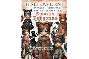 HALLOWEENY Collage Ephemera for art journaling SPOOKY PERSONAS: A book of 200+ images of Steampunk Kids, Moons, Pumpkins, Bats, Birds & more ! use for junk journal, mixed media, scrapbook & cardmaking