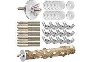 Kisangel Bird Cage Screws and Washers Set 12 Packs M5 X 2 Inch Double Ended Screws for Bird Perch Mounting and Feeder Installation Cage Accessories