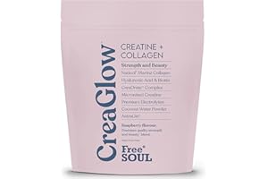 CreaGlow™ Naticol Marine Collagen + Creatine Monohydrate + Electrolytes Powder | Glow & Strength All in 1 with Magnesium, Vitamin C, Biotin & Hyaluronic Acid | Raspberry Flavoured | Free Soul