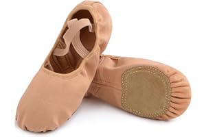 Uniuni Chausson de Danse Fille Demi Pointe Élastiques Chaussure Danse Femmes Semelle Fendue Chausson Ballet pour Enfants Adulte