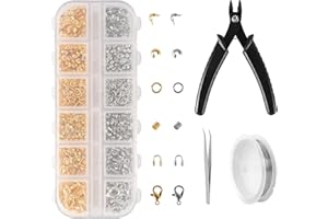 OCCOUMR Lot de 1200 Perles à Sertir, Perles A Ecraser Pour Bijoux, Perles à Écraser Rond, pour Colliers Bracelet Fabrication