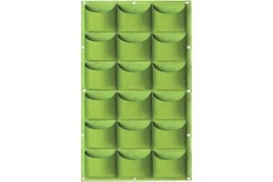 WHATWEARS Hanging Planting Grow Bags, 18 Pockets Hanging Vertical Wall Planter Wall Mounted Grow Bag Outdoor Indoor Gardening Vertical Greening Flower Container, Planting Bags(1.0 m × 0.5 m, Green)