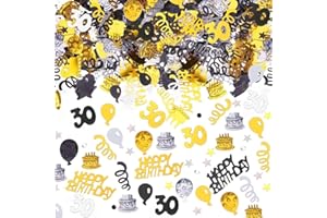 AIVEKE Konfetti 30. Geburtstag Deko - Happy Birthday Partydekoration Gold Schwarz
