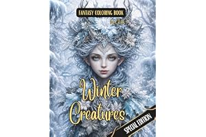 Fantasy Coloring Book Winter Creatures Special Edition: Black Line and Grayscale Images of Winter Wildlife and Enchanting Creatures